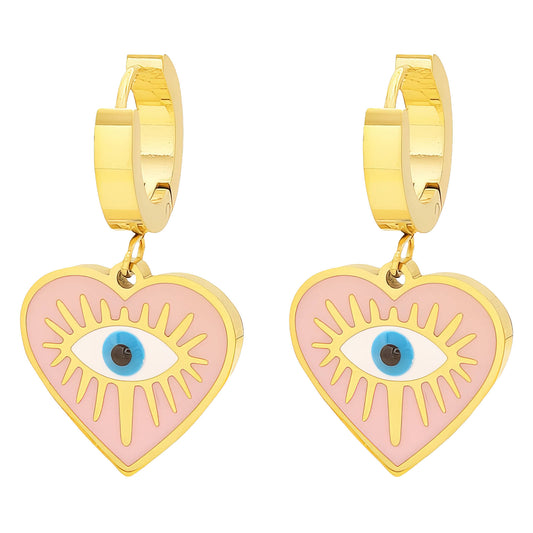 "Evil Eyes" Earrings, 18K Gold Plated Steel
