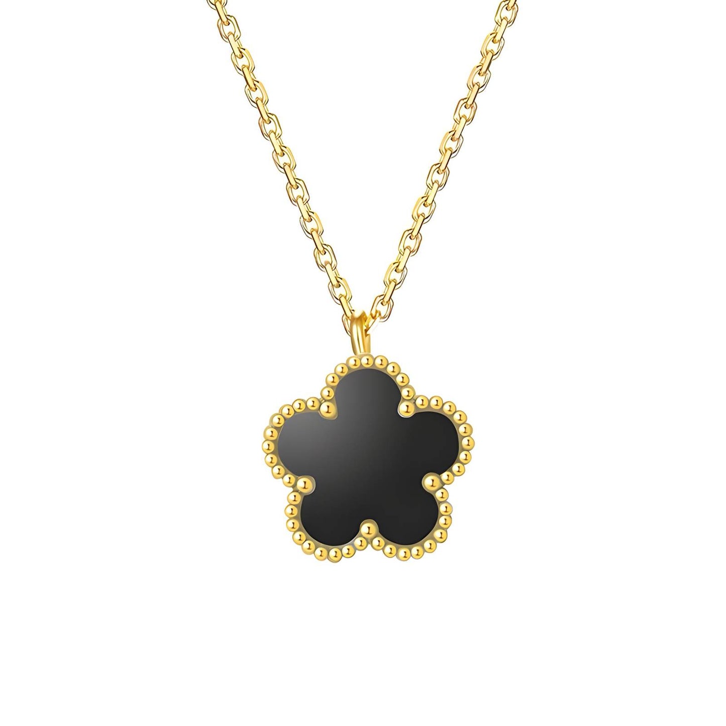 "Flower" Necklace, 18K Gold Plated Steel