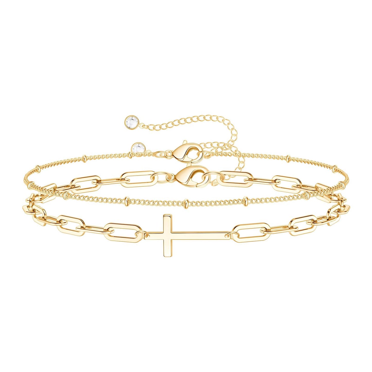 "Crosses" Bracelet, 18K Gold Plated Steel
