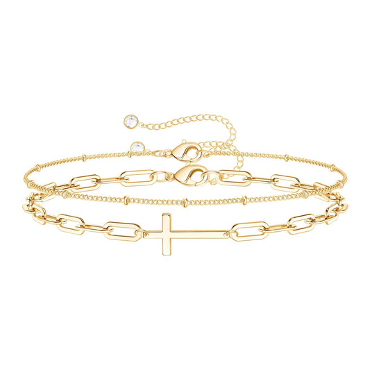 "Crosses" Bracelet, 18K Gold Plated Steel