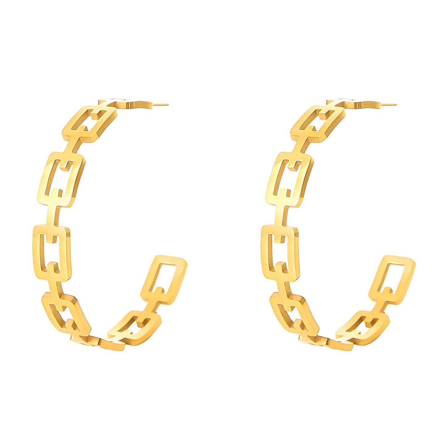 Earrings, 18K Gold Plated Steel