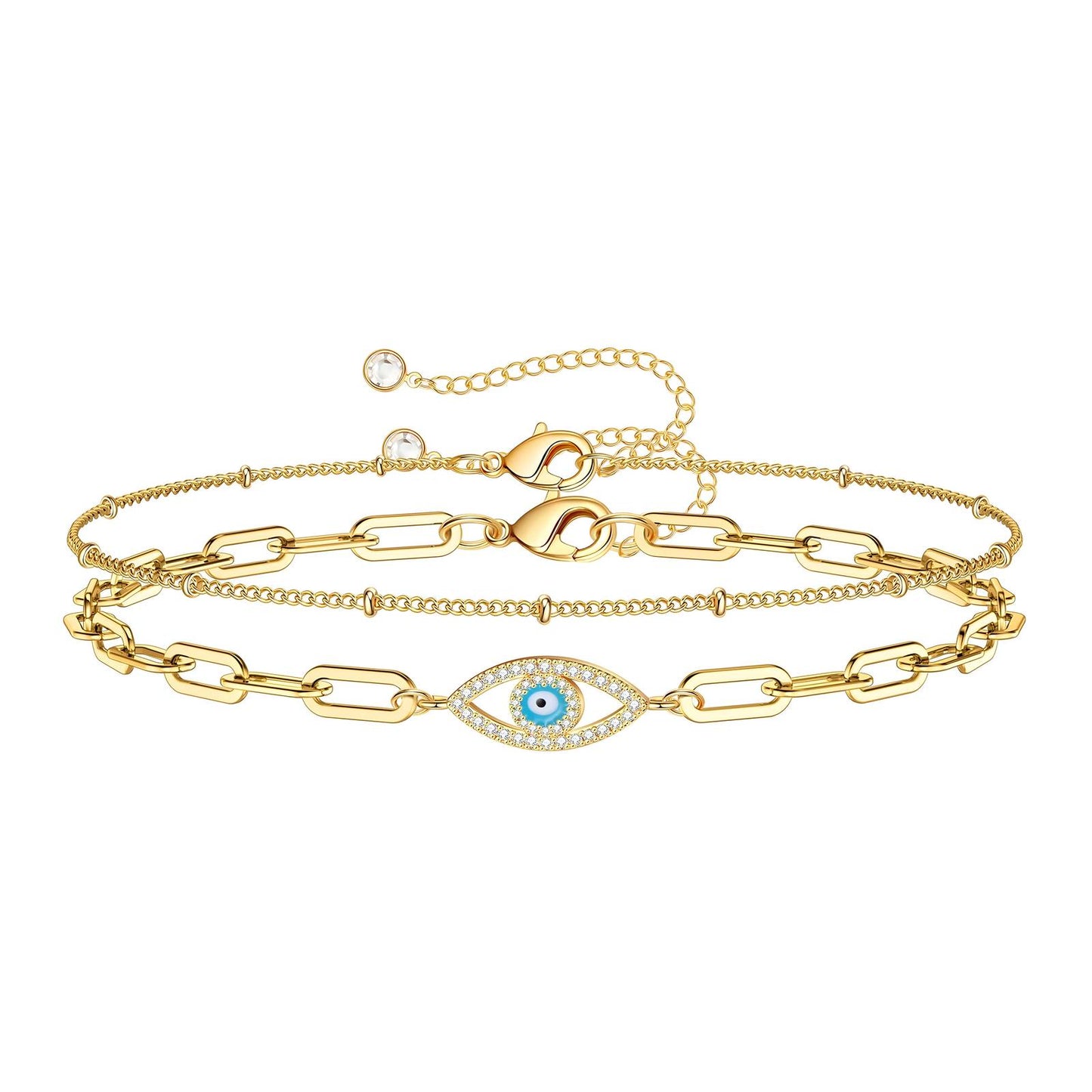 "Evil Eye" Bracelet, 18K Gold Plated Steel