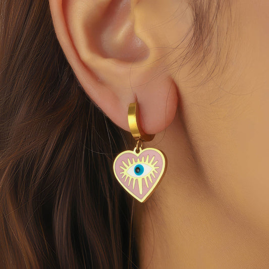 "Evil Eyes" Earrings, 18K Gold Plated Steel