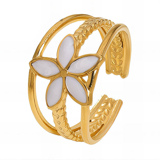 "Flower" Ring, 18K Gold Plated Steel