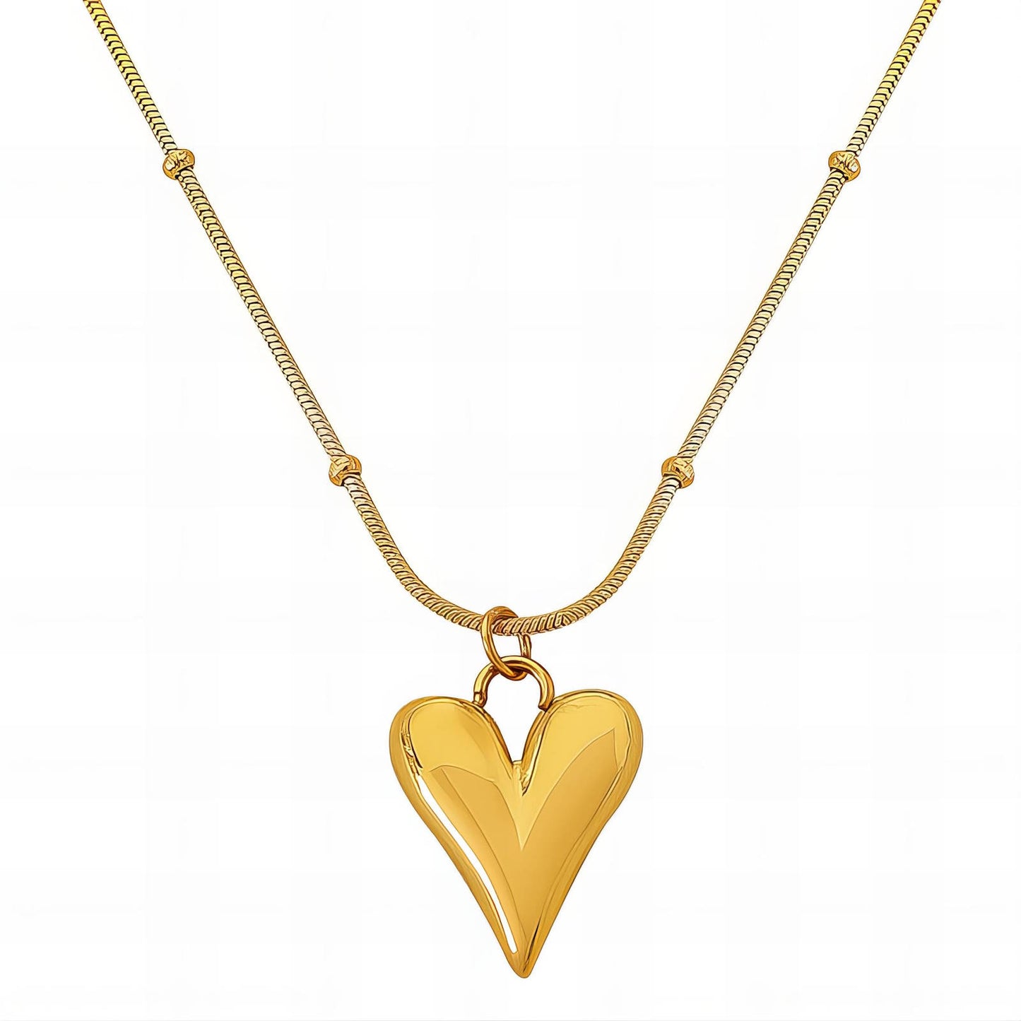 "Hearts" Necklace, 18K Gold Plated Steel