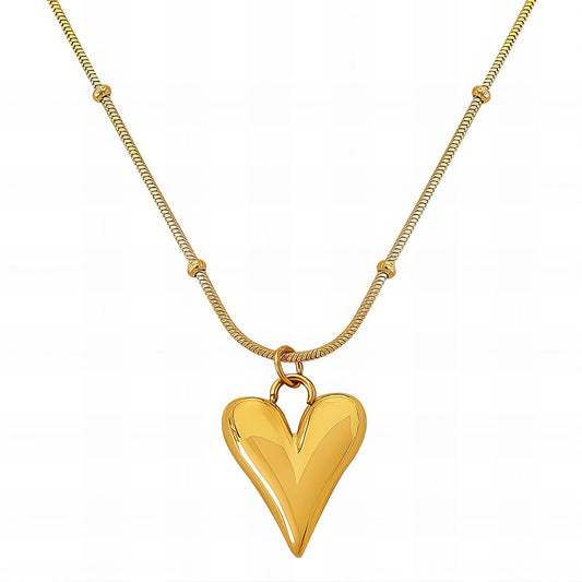 "Hearts" Necklace, 18K Gold Plated Steel