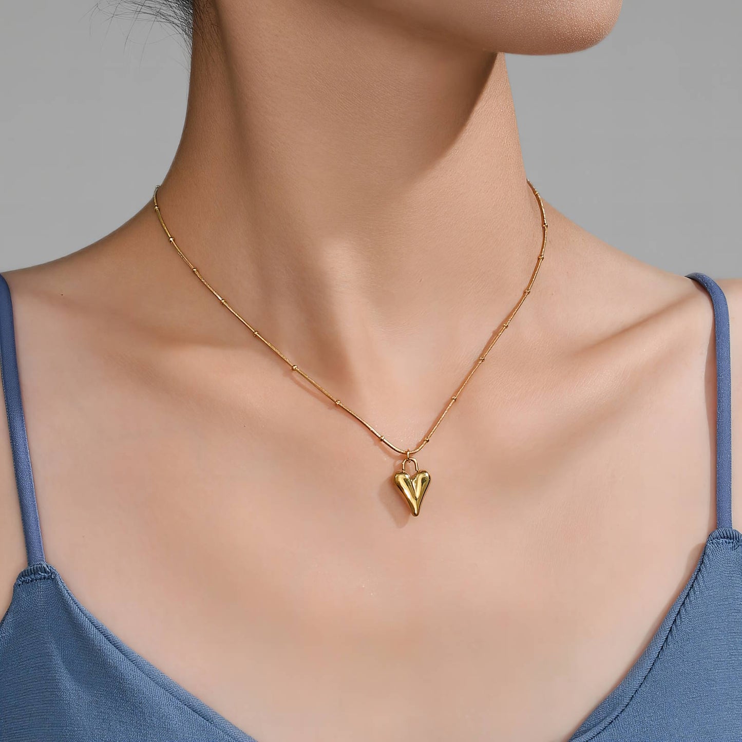 "Hearts" Necklace, 18K Gold Plated Steel